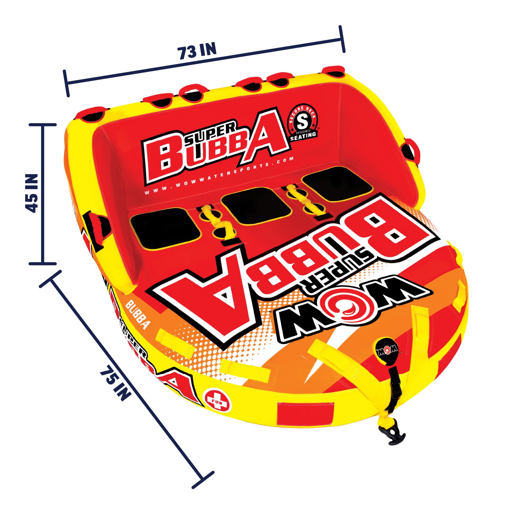 WoW Sports 17-1060 Super Bubba Hi Vis 1-3 Person Towable